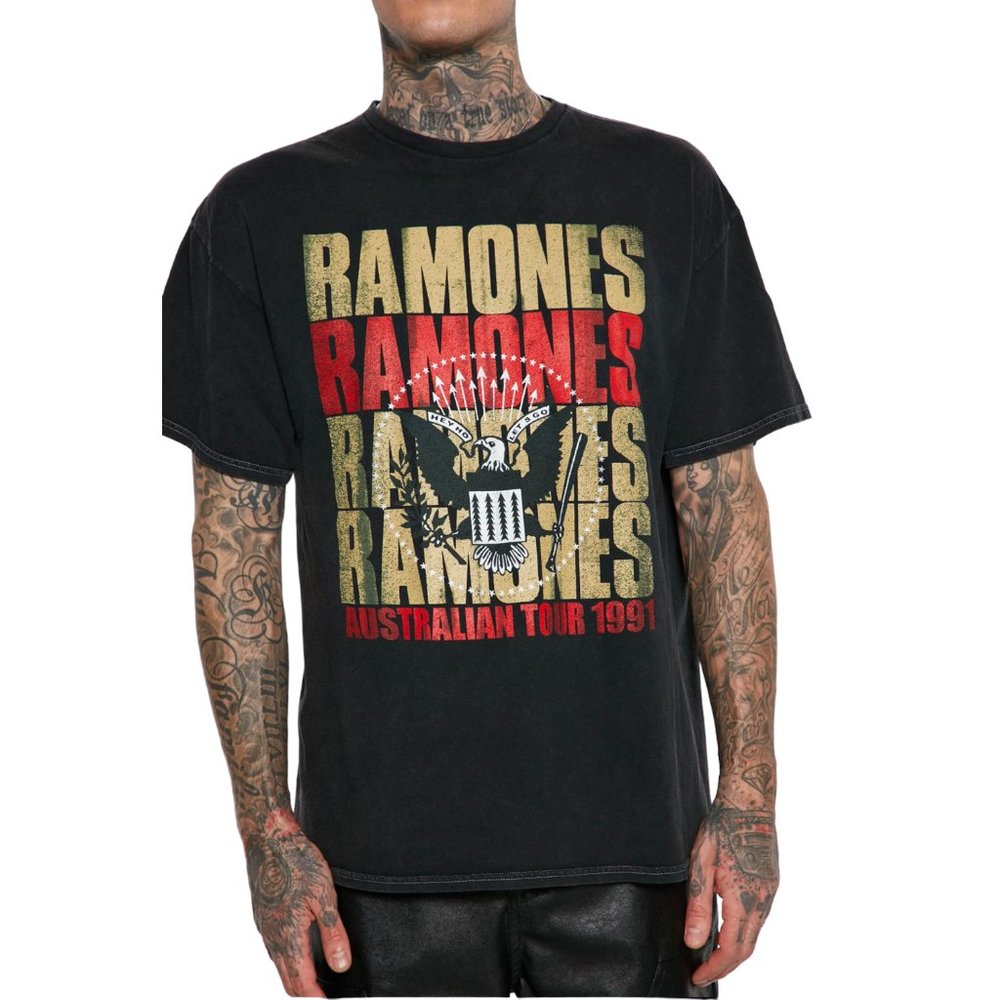 Ramones 1991 Australian Tour Repeat Logo T-Shirt 90's Retro Vintage - Picture 3 of 6